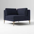 Open Box: Build Your Own Andes Sectional, Corner - Performance Distressed Velvet Midnight, Blackened Brass