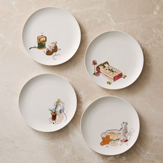 Naughty or Mice Stoneware Salad Plate Sets by West Elm