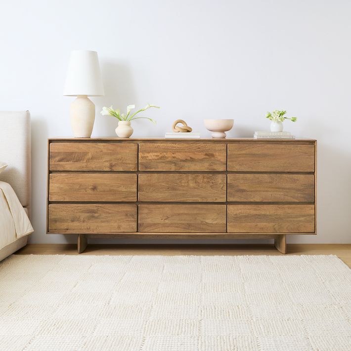 Anton Solid Wood Wide 9-Drawer Dresser - Modern Storage Solution