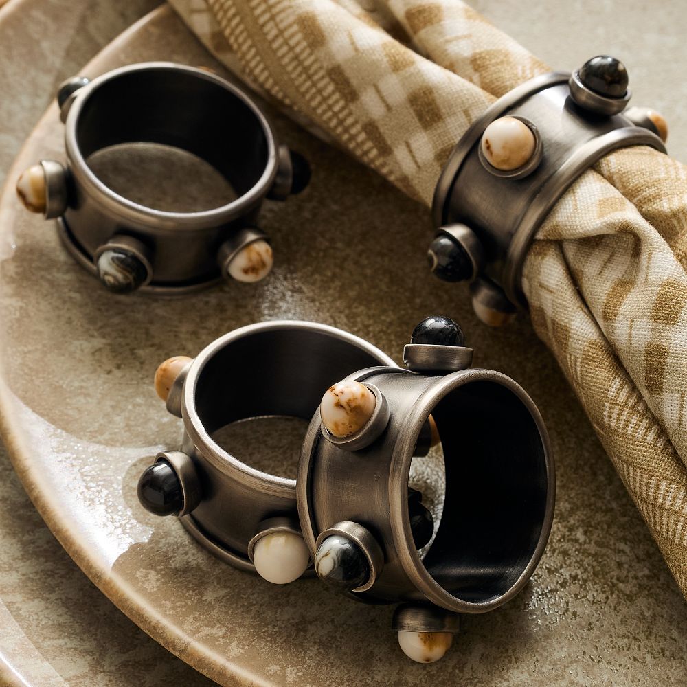 Harta Multi-Stone Napkin Ring | Set of 4