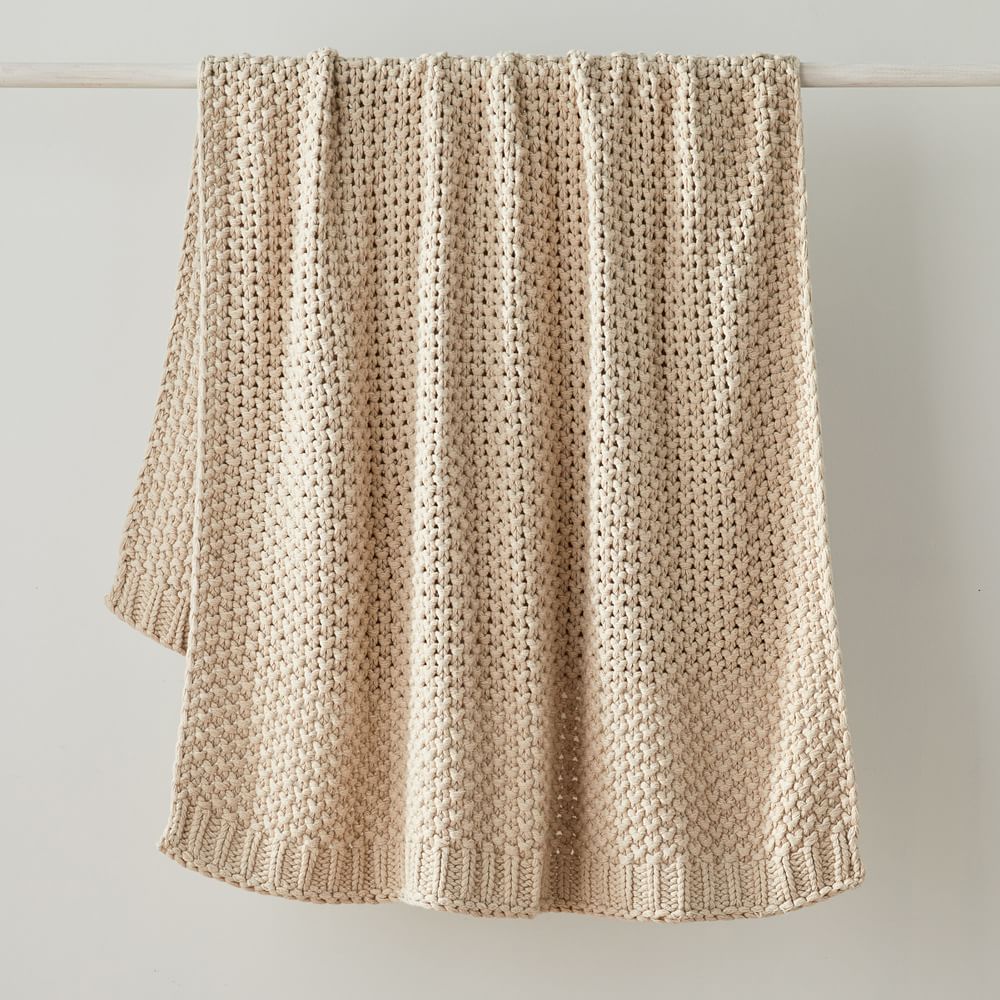 Chunky Cotton Knit Throw - 50"x60", Oatmeal