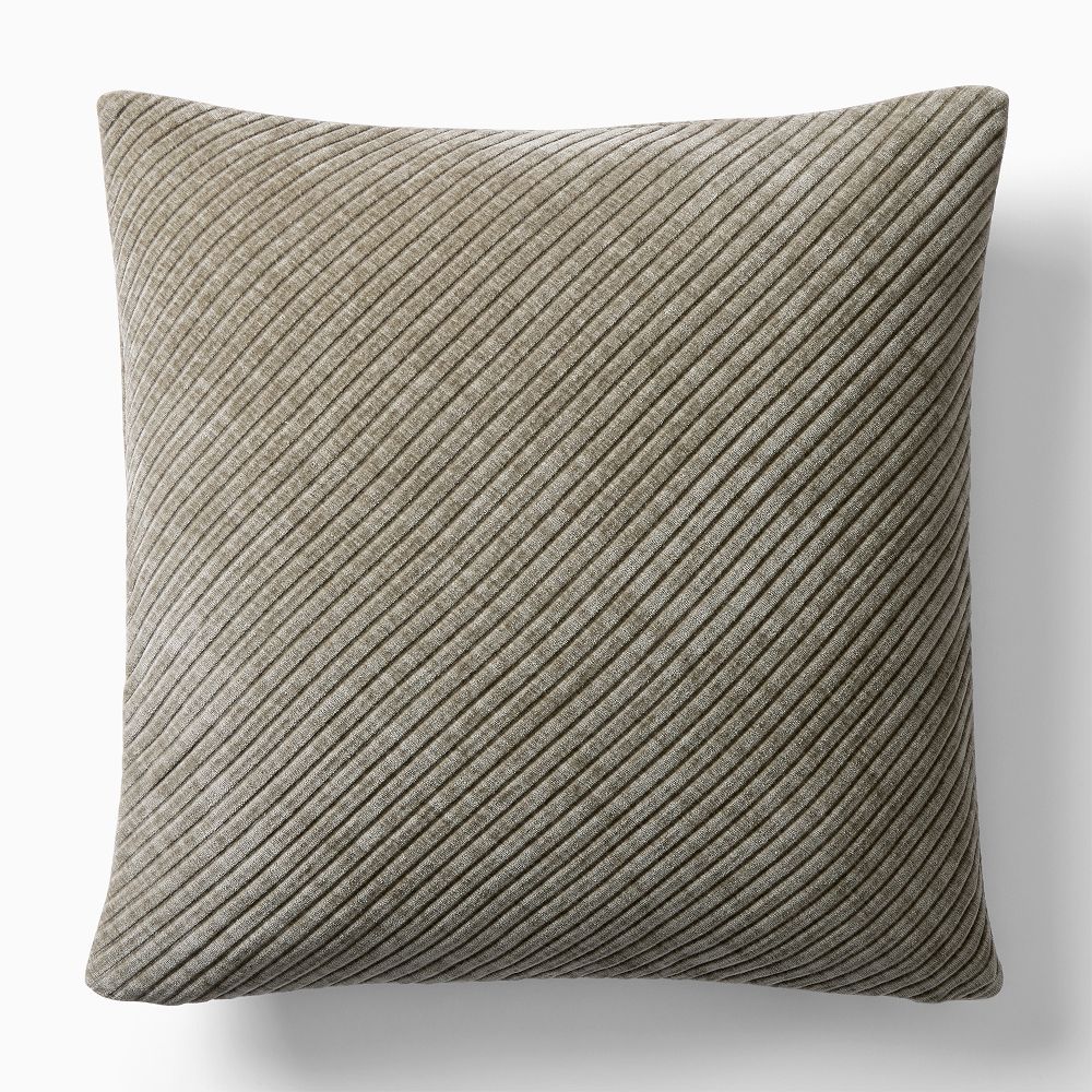Corded Bias Velvet Pillow Cover - 20x20, Elm