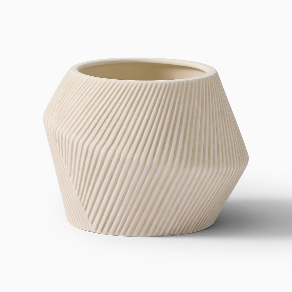 Mavis Ceramic Indoor/Outdoor Planters - 6.4" x 4.9", Ceramic, Beige