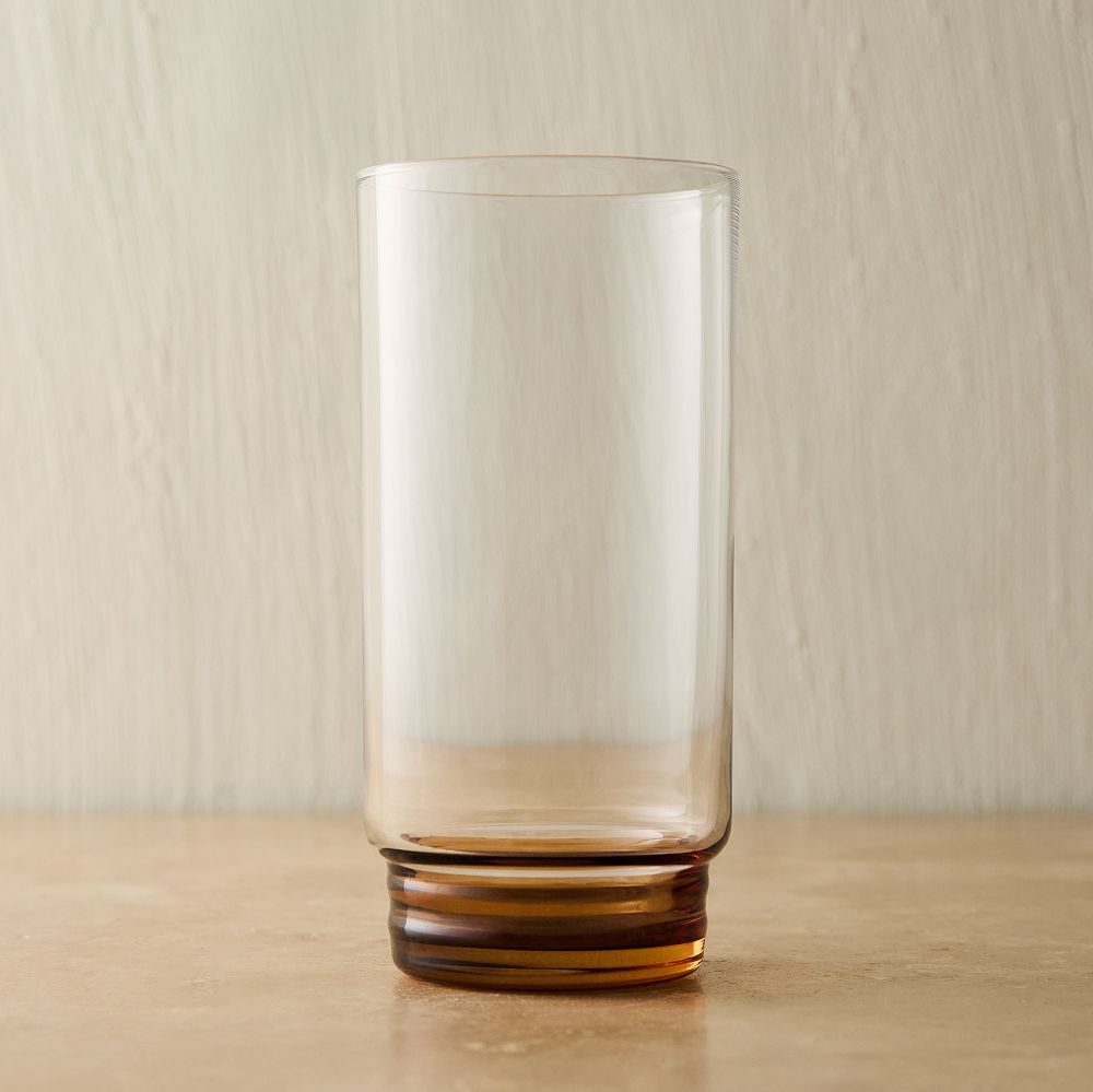 Grooved Stem Highball Glasses - Amber, Set of 8
