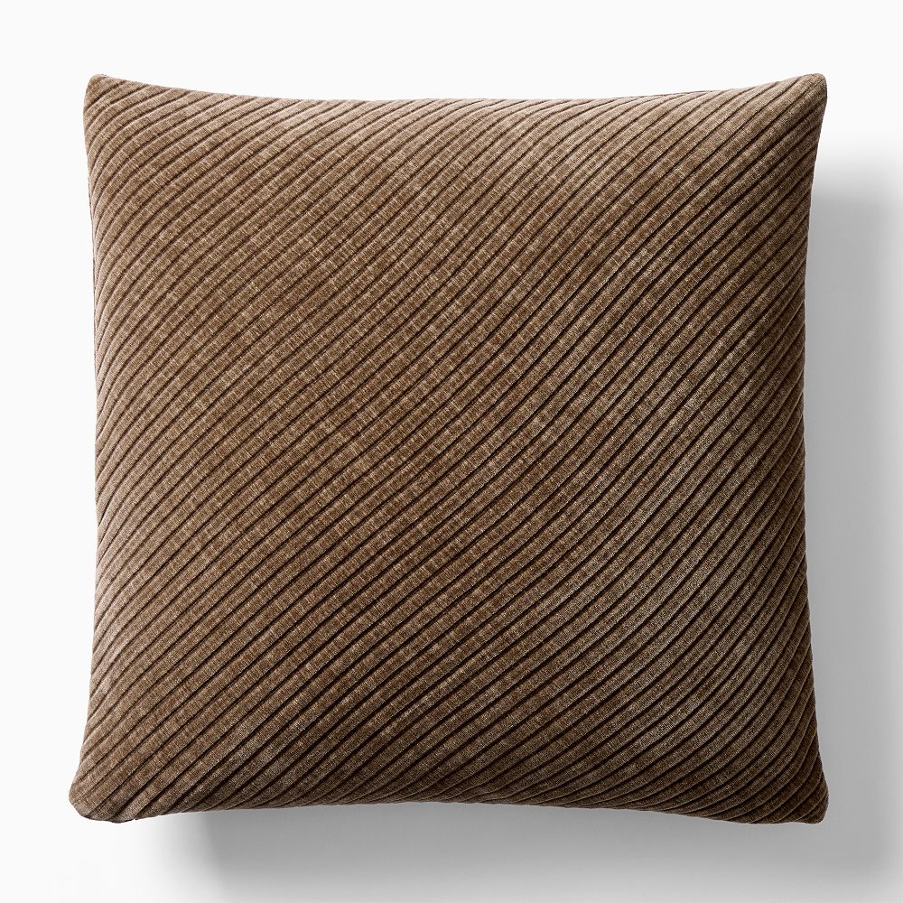 Corded Bias Velvet Pillow Cover - 20x20, Cognac with Down Alternative Insert