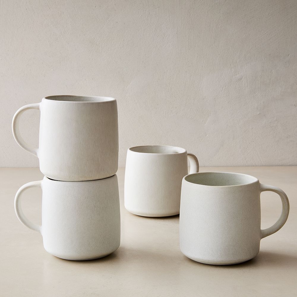 Kanto Stoneware Handled Mug Sets - Ice White, Set of 8