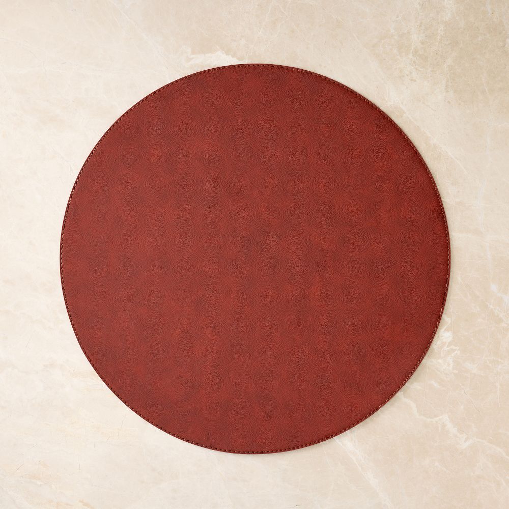 Easy-Care Round Faux Leather Placemats - Red, Set of 8
