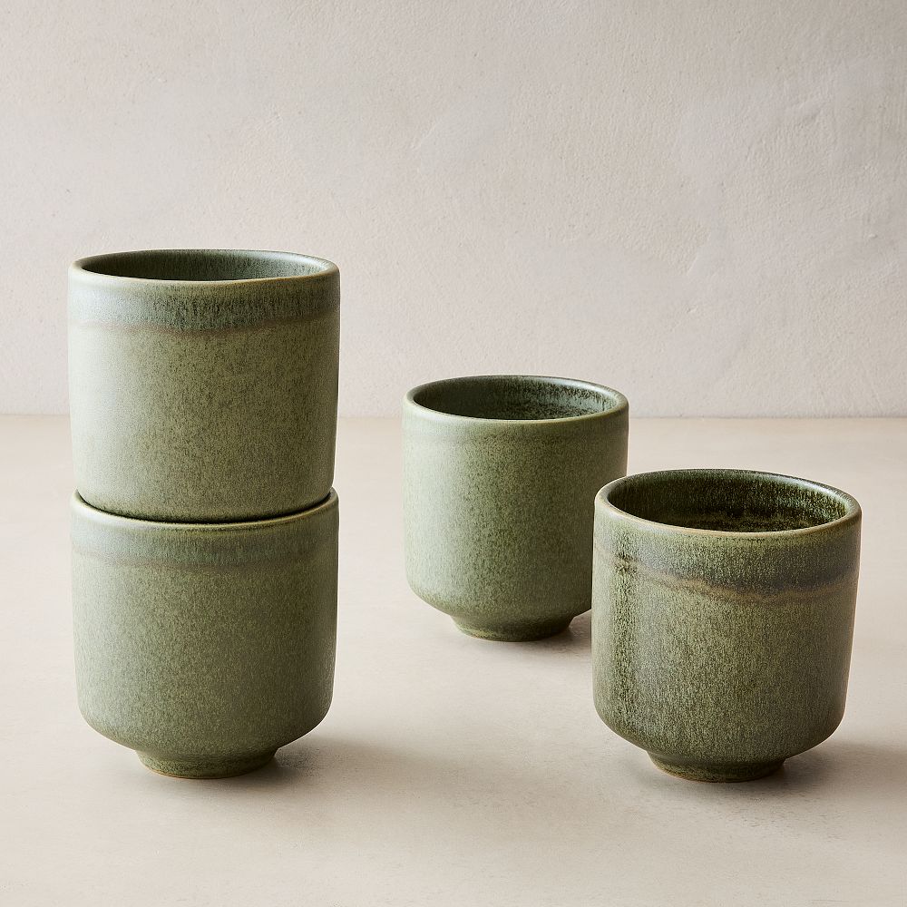 Kanto Stoneware Mug Sets - Green, Set of 4