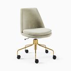 Open Box: Finley Collection Office Chair, Performance Distressed Velvet, Light Taupe, Antique Brass