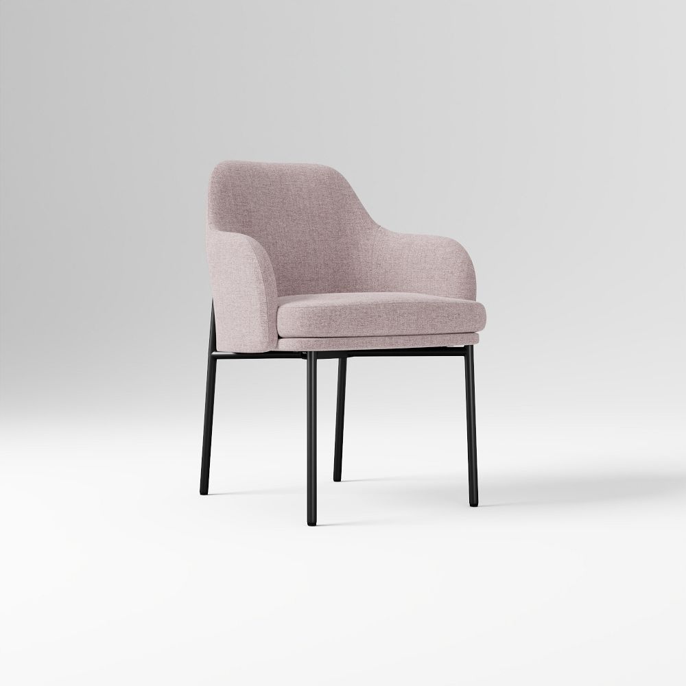Jack Metal Dining Arm Chair - Performance Distressed Velvet, Mauve, Dark Bronze