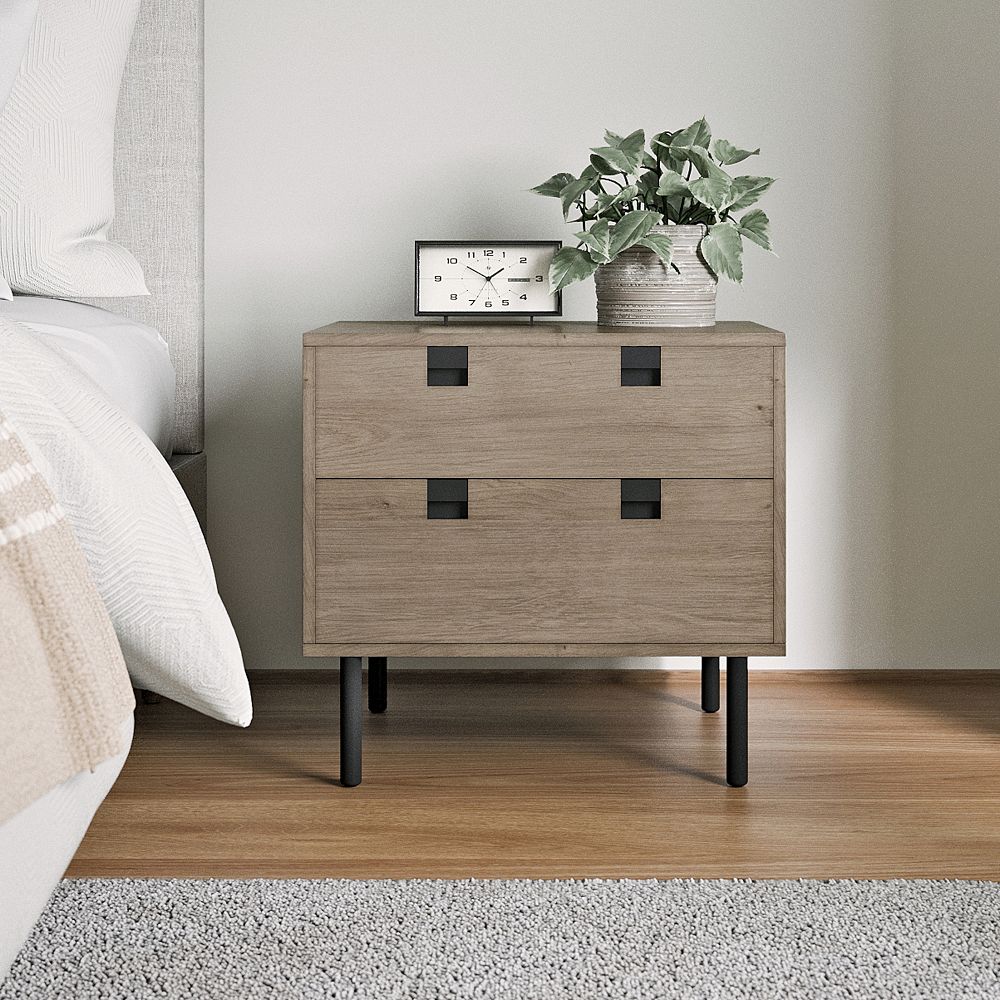 Iron & Acacia 2-Drawer Nightstand (24") by West Elm