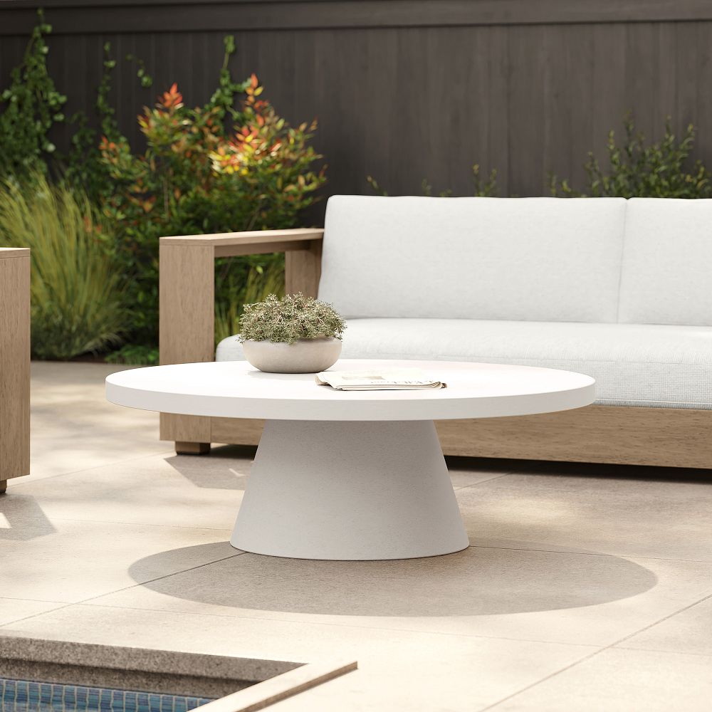 Concrete Pedestal Indoor/Outdoor Round Coffee Table (32"-44") by West Elm