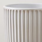 Mid-Century Turned Wood Planter - Carved White