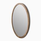 Frida Fluted Wood Round Wall Mirror