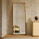 Scallop Edge Wood Rectangular Floor Mirror