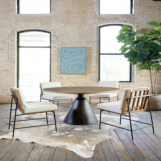 Reclaimed Wood Pedestal Dining Table (54") by West Elm