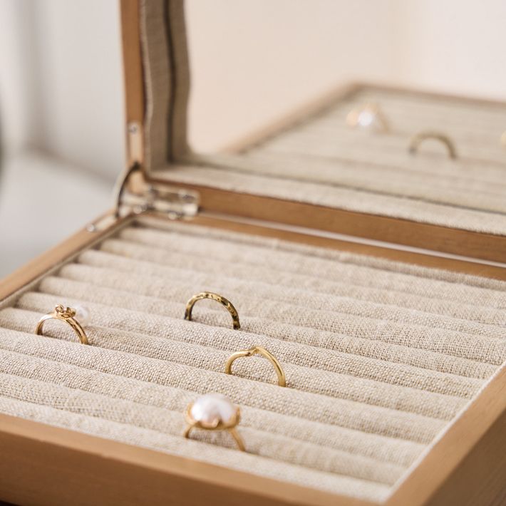 Two-Tone Wood Jewelry Boxes, Ash & Linen | West Elm