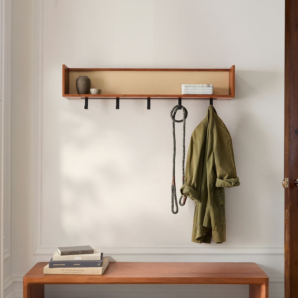 Douglas Solid Wood Tatami Entry Shelf with Hooks (42")