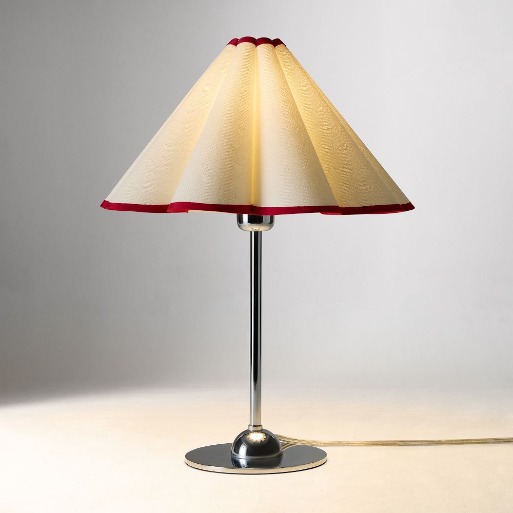 Emma Chamberlain Pleated Table Lamp (18") - 18", Chrome, White, Red