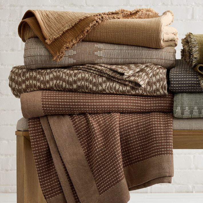 Two-Tone Cotton Linen Blanket | West Elm