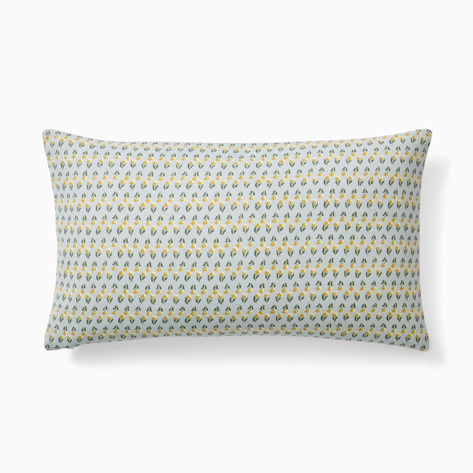 Reversible Floral Pillow Cover - 12"x21", Blue + Down Alt Insert