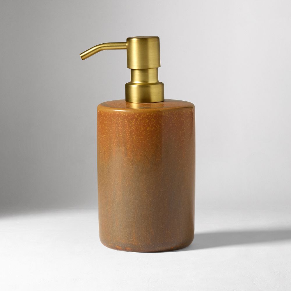 Speckled Ceramic Bath Accessories - Soap Pump, Rust