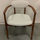 Open Box: Edison Dining Arm Chair - Performance Chenille Tweed Sand, Cool Walnut