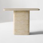 Royce Faux Travertine Pedestal Console Table (42")