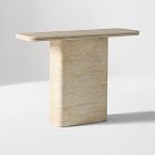 Royce Faux Travertine Pedestal Console Table (42")