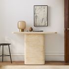 Royce Faux Travertine Pedestal Console Table (42")