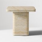 Royce Faux Travertine Pedestal Side Table (18")