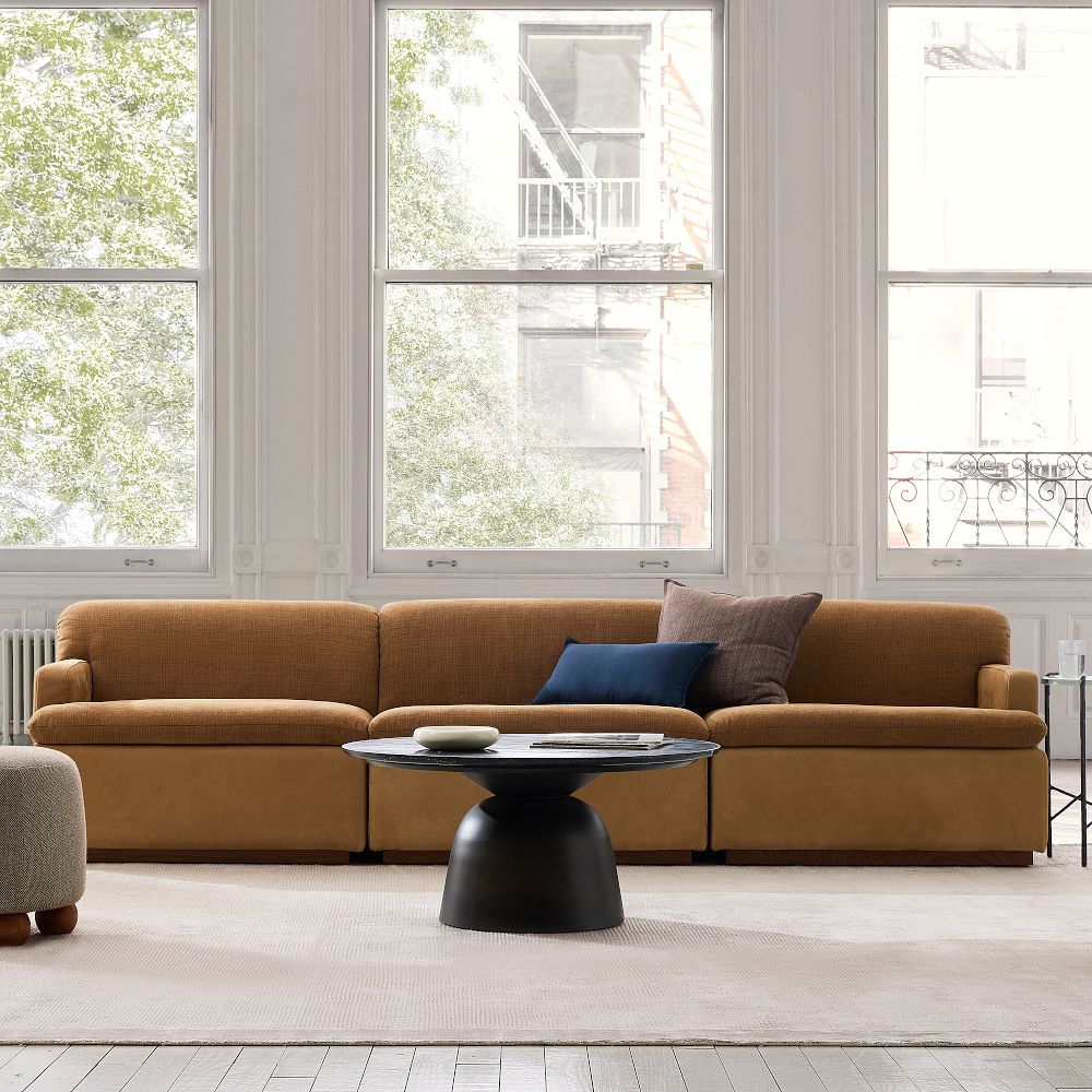 Calvin Fabric & Leather Modular Sofa (76" - 114") by West Elm