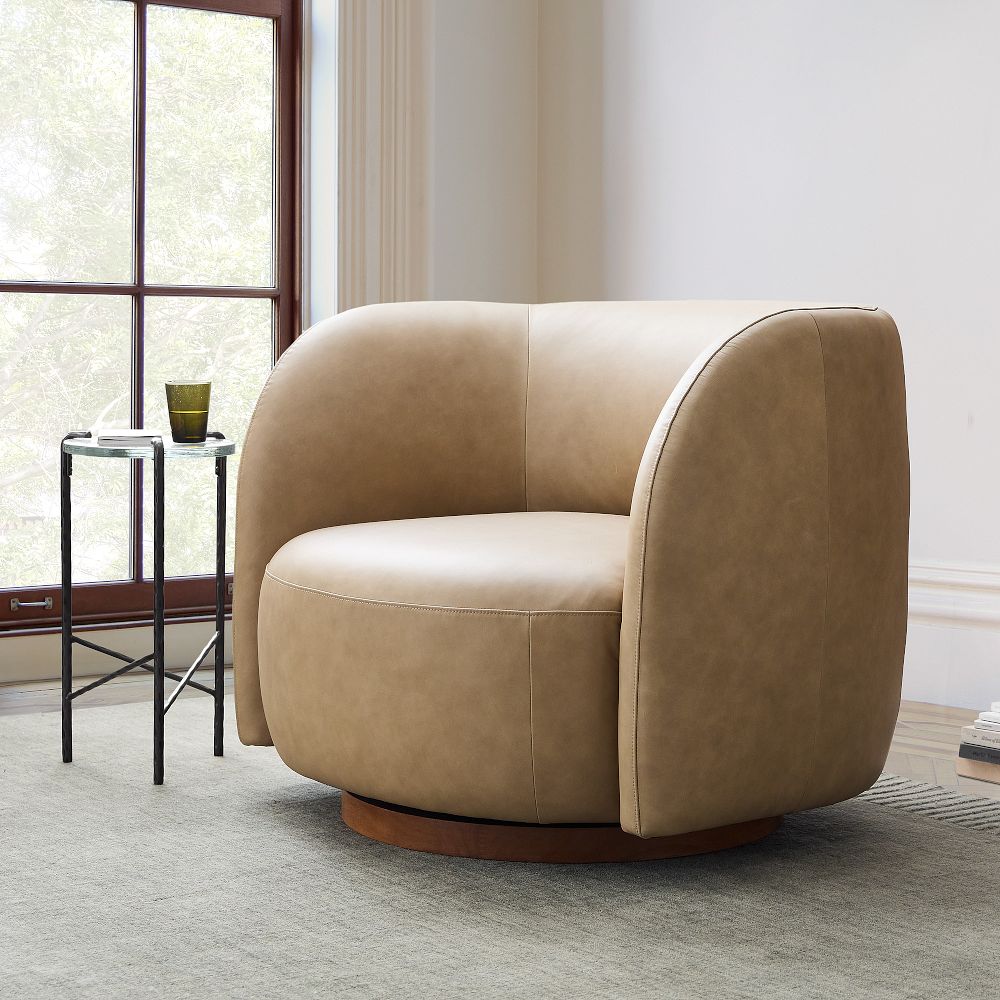 Laurent Leather Swivel Chair by West Elm