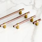 Modernist Wood &amp; Antique Brass Hardware
