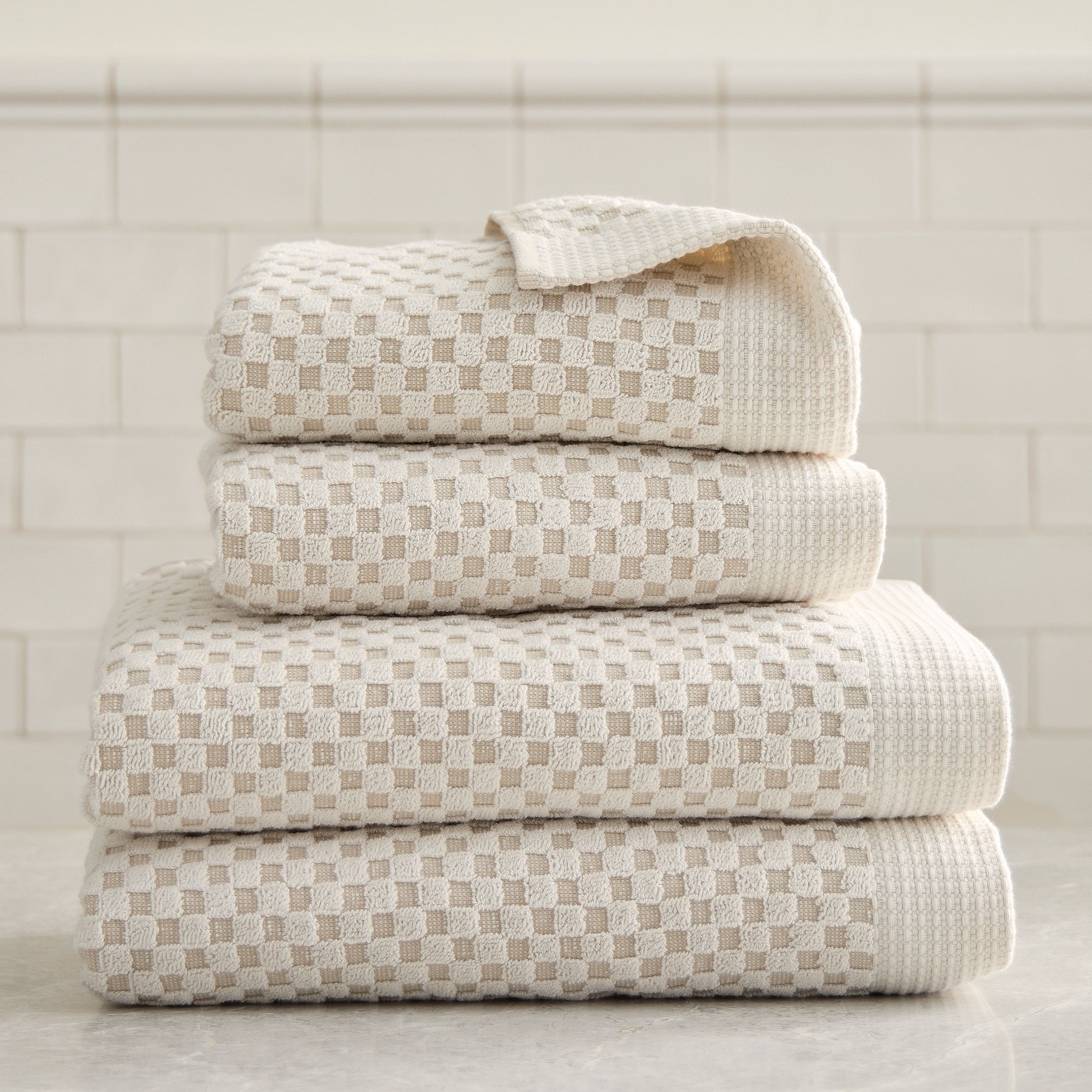 Elara Bath Towels Sets - Alabaster, Set of 4 - (2 Bath Towels, 2 Hand Towels)