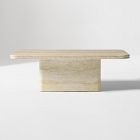 Royce Faux Travertine Pedestal Coffee Table (44")