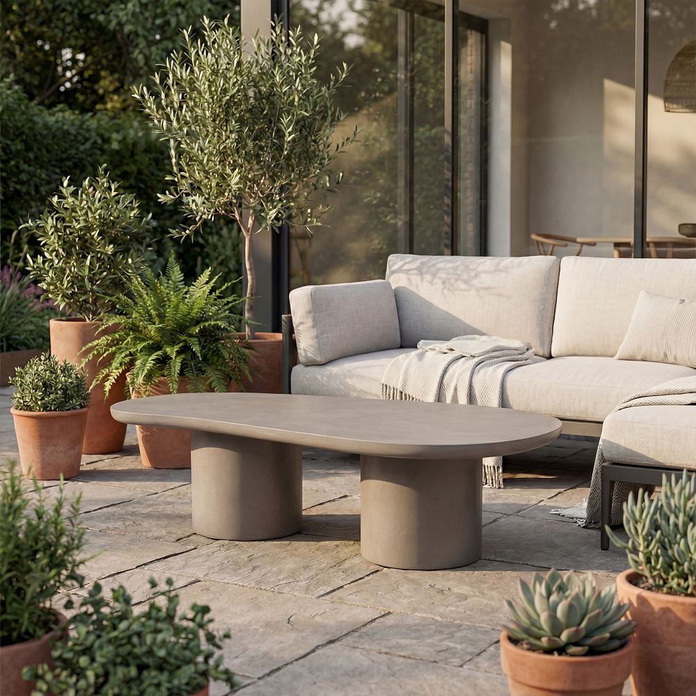 Newcastle Indoor/Outdoor Asymmetrical Coffee Table (60") by West Elm