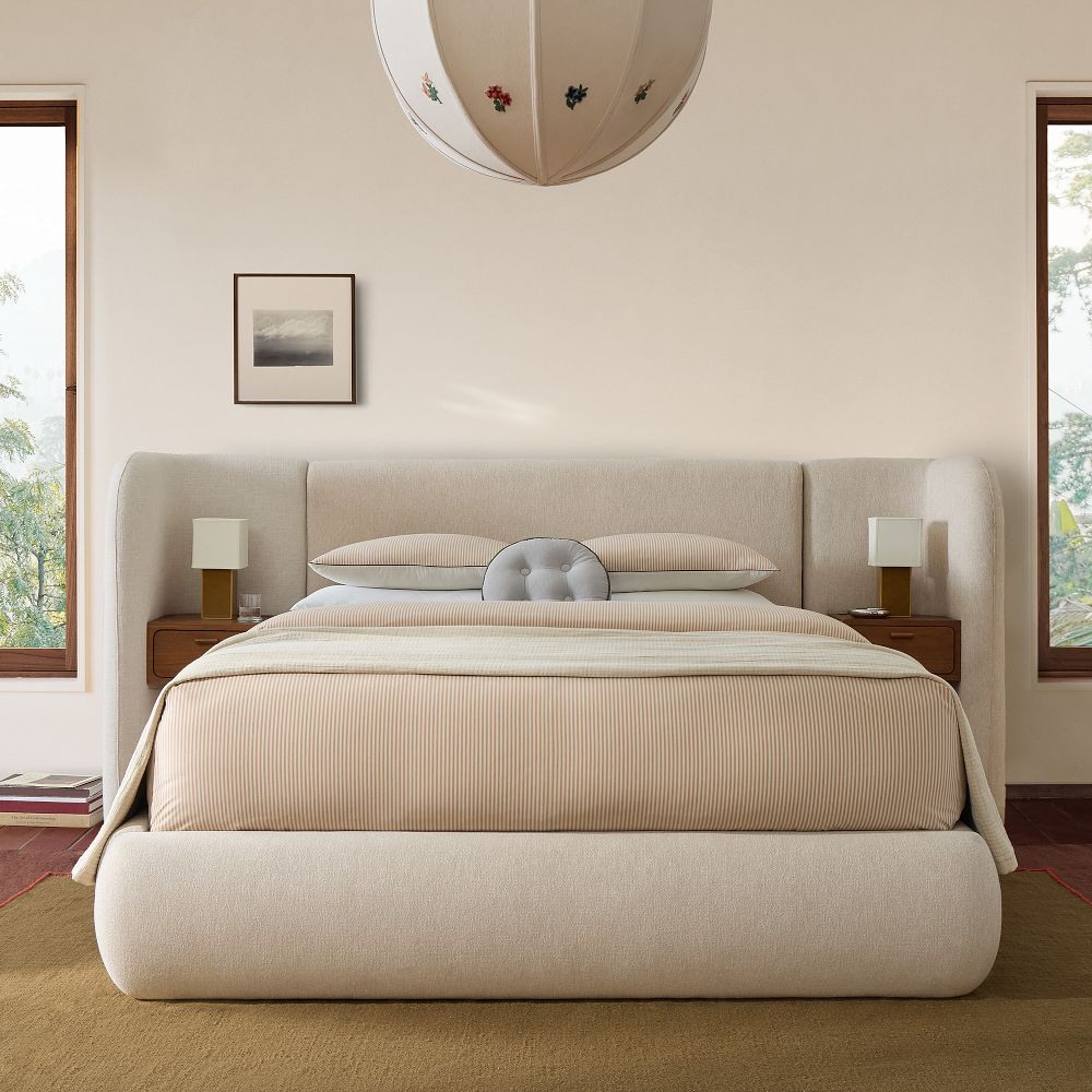 Emma Chamberlain Wingback Bed with Charging Nightstands by West Elm