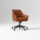 Open Box: Helvetica Leather Swivel Office Chair - Saddle Leather Nut, Dark Bronze