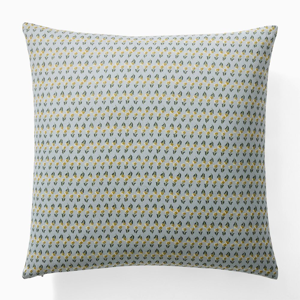 Emma Chamberlain Reversible Floral Pillow Cover - 20"x20", Blue + Down Alt Insert