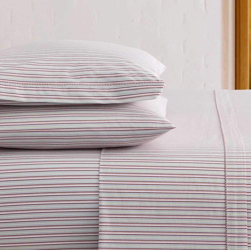 Emma Chamberlain Multi-Stripe Sheet Set - Queen, Blue/Red