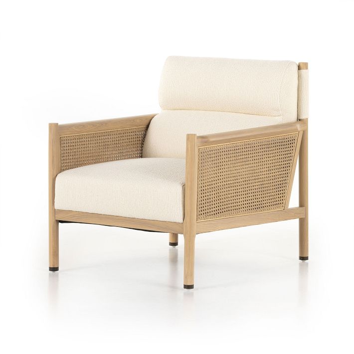 Cane Arms Chair, Distressed Wood Frame | West Elm