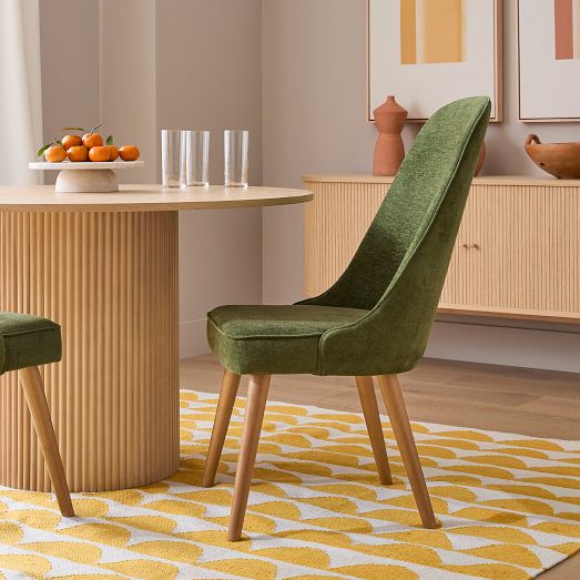 Mid-Century High Back Dining Chair - Wood Legs by West Elm