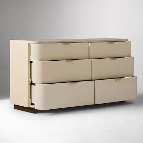 Shea 60" 6-Drawer Dresser, Ivory, Antique Brass, Claro, West Elm