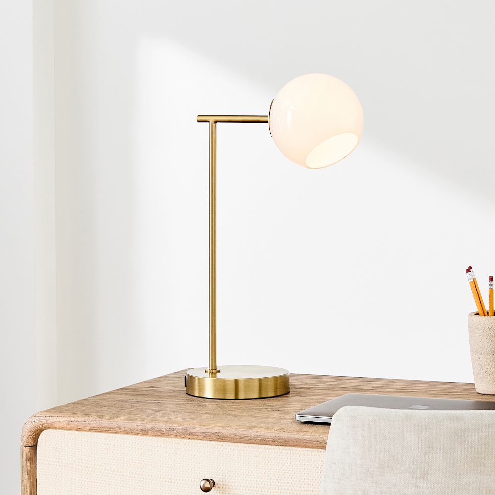 Staggered Glass USB Table Lamp (20") - Milk by West Elm