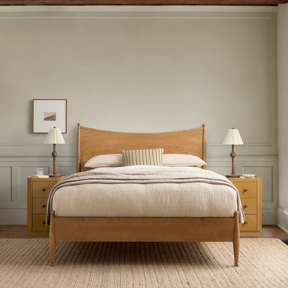 Pierce & Ward Curved Burl Wood Bed by West Elm