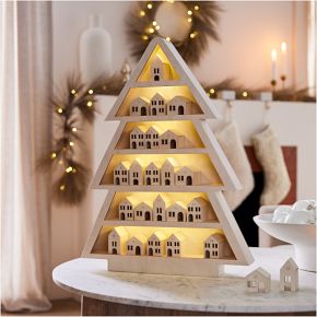 Pure Wood Light-Up Advent Calendar - Modern Holiday Decor | West Elm