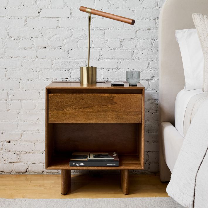 H15K5 2300 CHERRY NIGHT STAND 猫脚 ナイトスタンド Anton Solid Wood Charging Nightstand - Stylish & Functional | West Elm