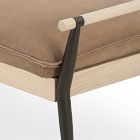 Oak &amp; Stainless Steel Leather Bench (59")