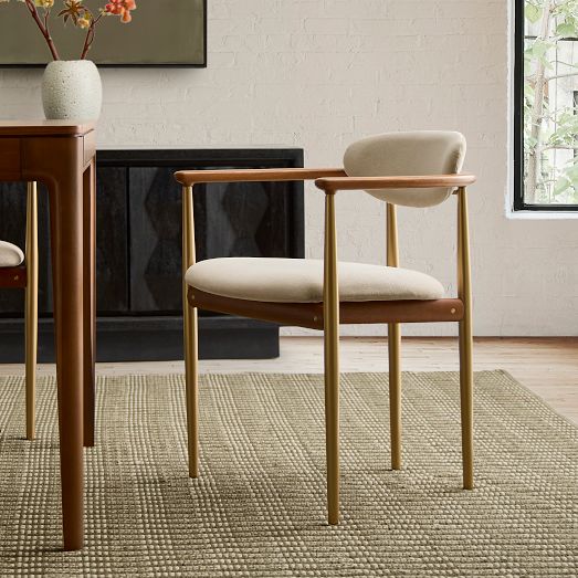 Edison Dining Arm Chair - Metal Legs by West Elm